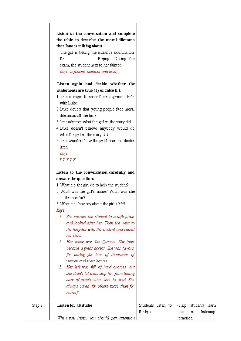 高中英语必修三 Unit 2 Morals and Virtues Period 1 Listening and Speaking教案03