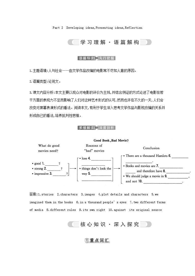 外研版高中英语必修第二册Unit 4 Stage and screen学案01