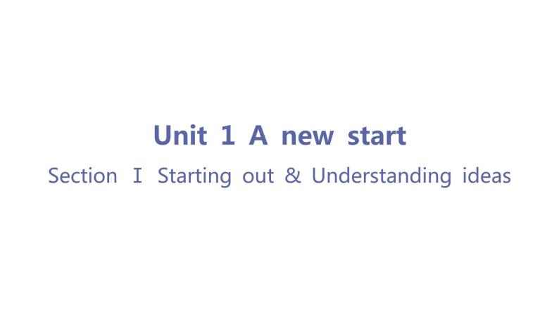 Unit 1 A new start-Section Ⅰ Starting out & Understanding ideas 课件03