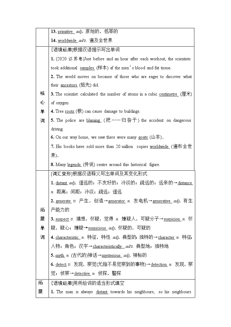 外研版高考英语一轮总复习教材知识解读选择性必修第1册Unit 5 Revealing nature课时学案第2页