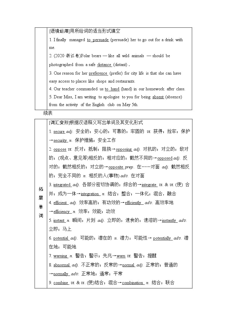 人教版高考英語一輪總復(fù)習(xí)選擇性必修第1冊 UNIT 2 LOOKING INTO THE FUTURE課時學(xué)案第2頁
