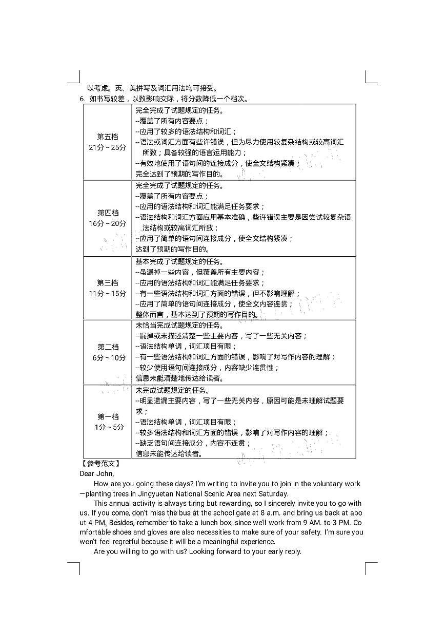 吉林省長春市2020屆高三質(zhì)量監(jiān)測（四模）英語答案第2頁