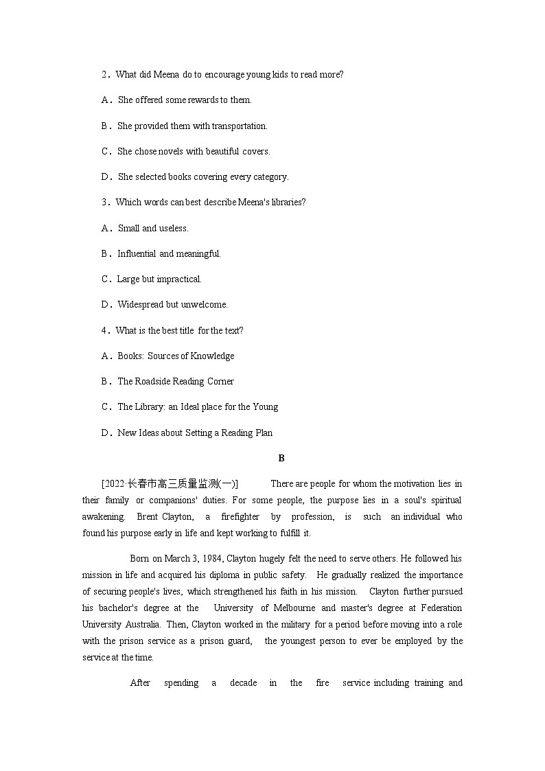 课时作业(一) 必修第一册 UNIT 1 LIFE CHOICES第2页