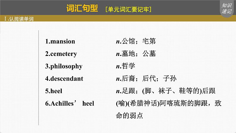 (新高考)高考英语一轮复习课件第1部分 教材知识解读 必修第二册 Unit 4 History and Traditions (含详解)04