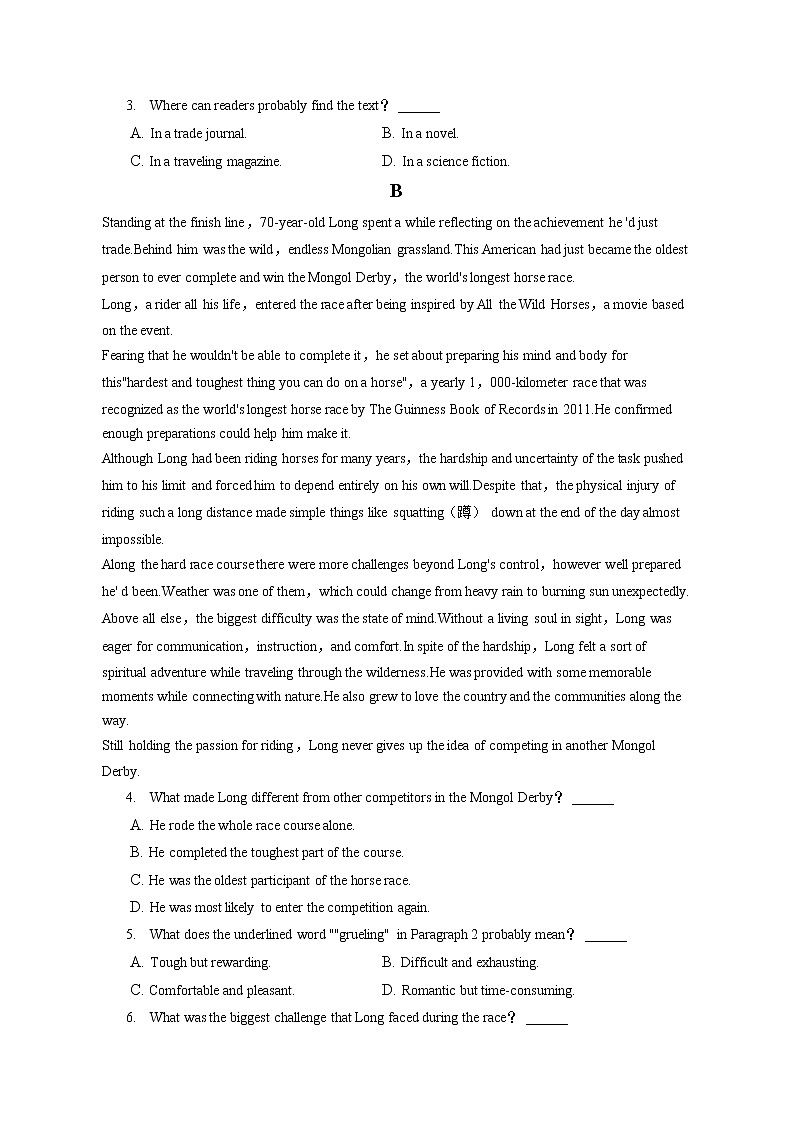 2021-2022学年山西省运城市新绛县高一(下)期中英语试卷(含答案解析)第2页
