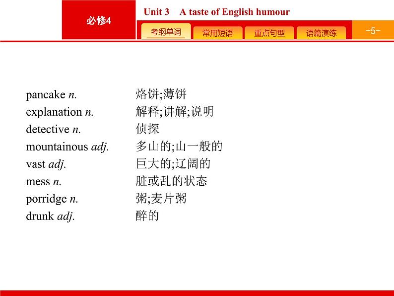 (人教版)高考英语一轮复习课件必修四预习案 Unit 3 A taste of English humour (含答案)05
