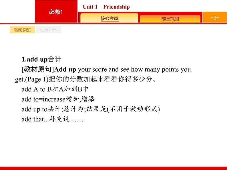 (人教版)高考英语一轮复习课件必修一Unit 1 Friendship (含答案)第3页