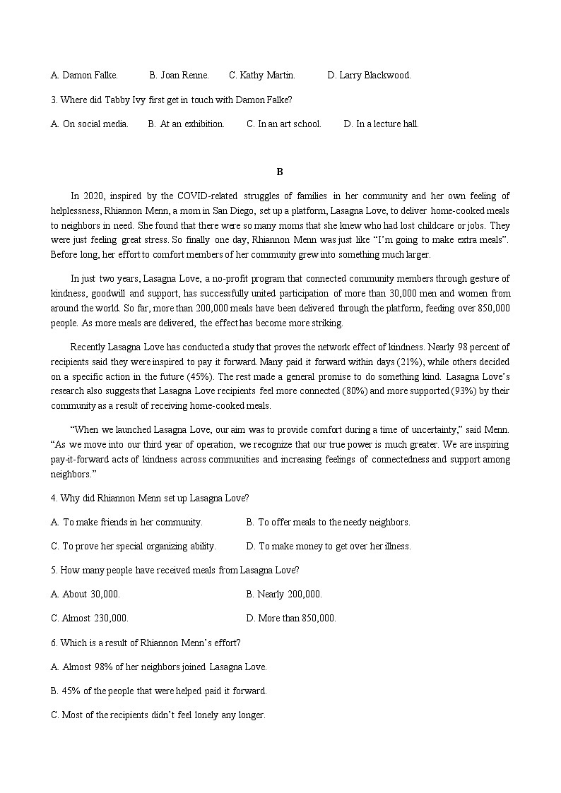 河南省商開大聯考2021-2022學年高二下學期期末英語試題含答案第2頁