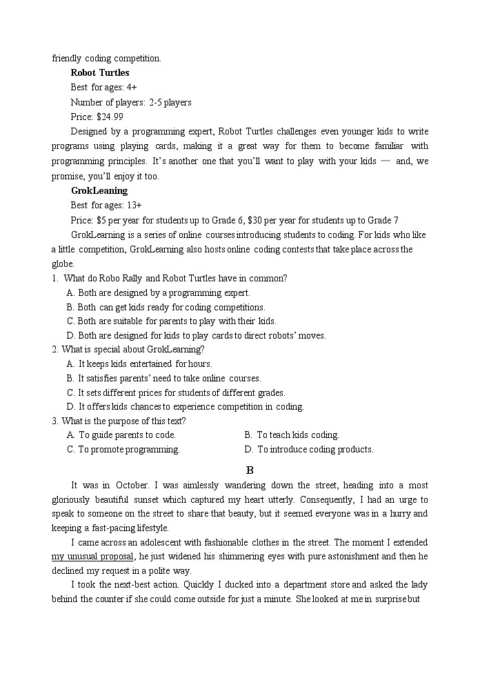 广东省深圳市龙岗区2022-2023学年高三上学期期中考试英语试题 (含答案)02
