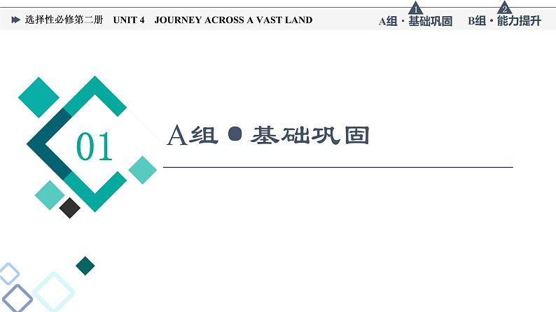 人教版高考英语一轮总复习课时质量评价25 选择性必修第二册 UNIT 4 JOURNEY ACROSS A VAST LAND课件第2页