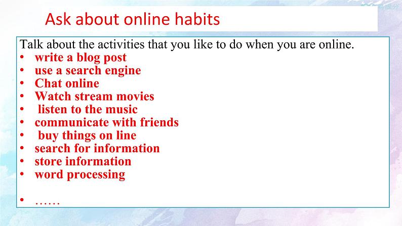 Unit 3 The internet Listening&Speaking&Talking 课件03