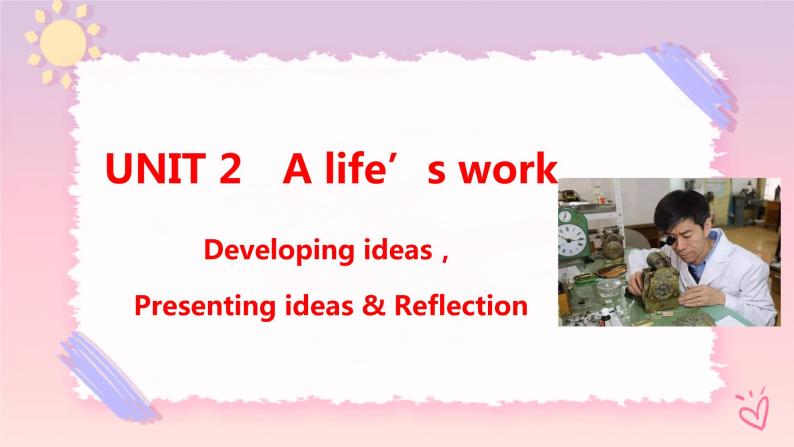 Unit 2 A life's work  Developing ideas，Presenting ideas & Reflection课件01