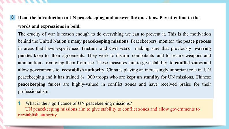 Unit 3 War and peace Using language (2)课件08