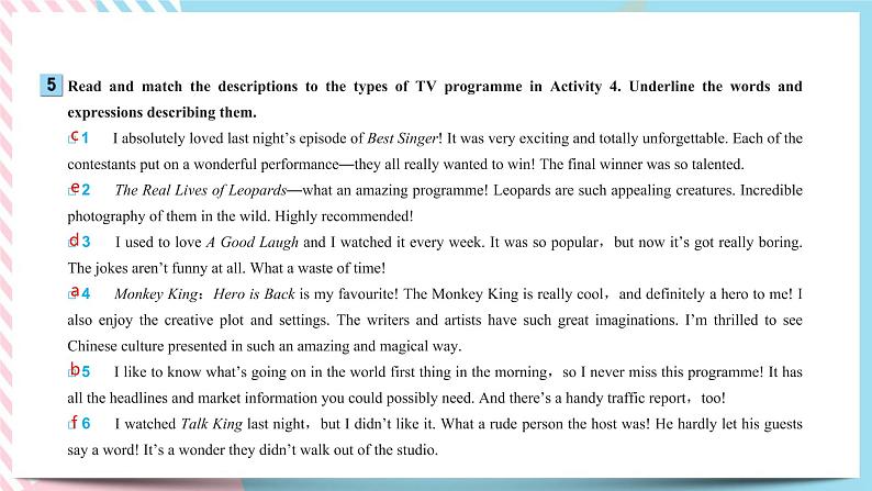 Unit 4 Stage and screen Using language (2)课件04