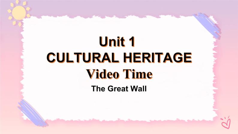 Unit 1 Cultural HeritageVideo Time 课件01