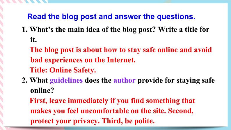 Unit 3 The internetReading for Writing 2个课件05