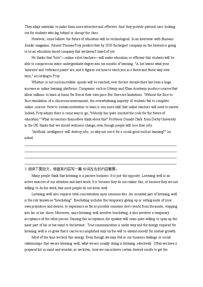 2023届新高考英语高频考点专项练习:专题十五 考点26 概要写作(B卷)02