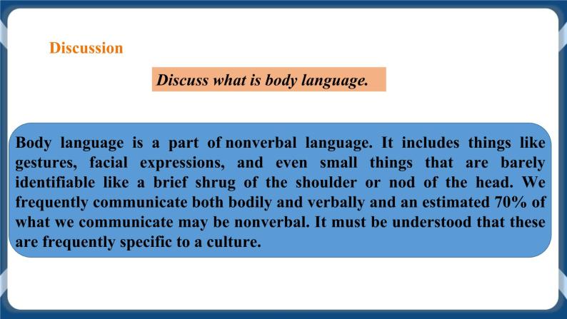 人教版 2019 高中选择性必修1英语 Unit4 Body language Period 4 Explore body language 课件+教案+音视频08