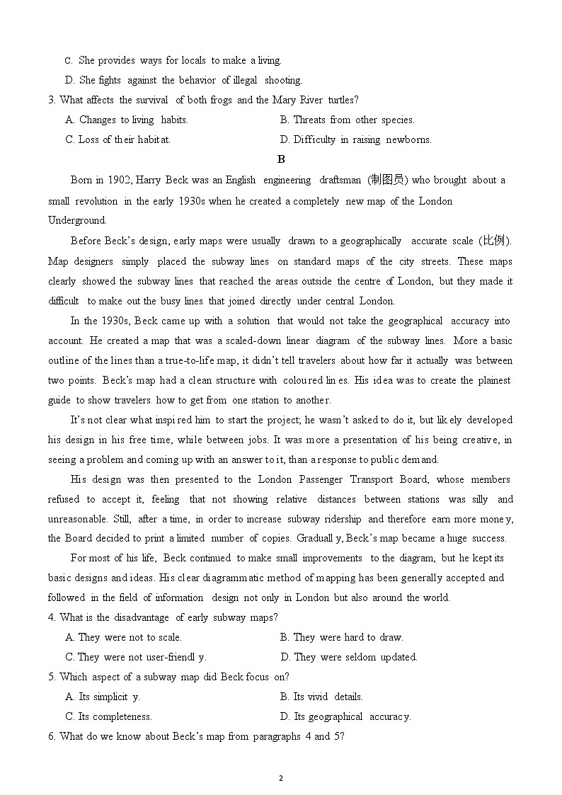 2022-2023学年河南省顶级名校高三上学期1月阶段性检测英语试题(Word版含答案)02