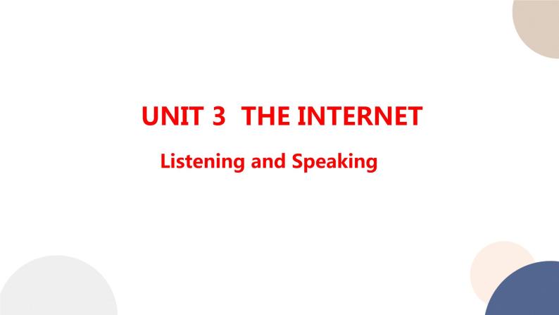 UNIT 3 Listening and Speaking（课件PPT）01