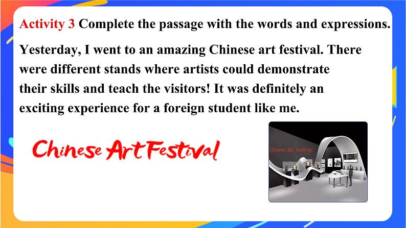 Unit 4 Amazing art Starting out&vocabulary&Listening 课件07