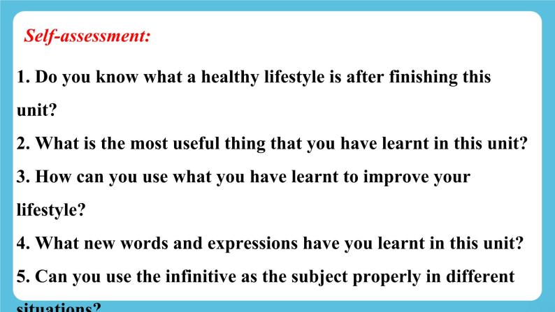 Unit 2 Healthy Lifestyle Assessing Your Progress 课件＋练习（教师版＋学生版）03