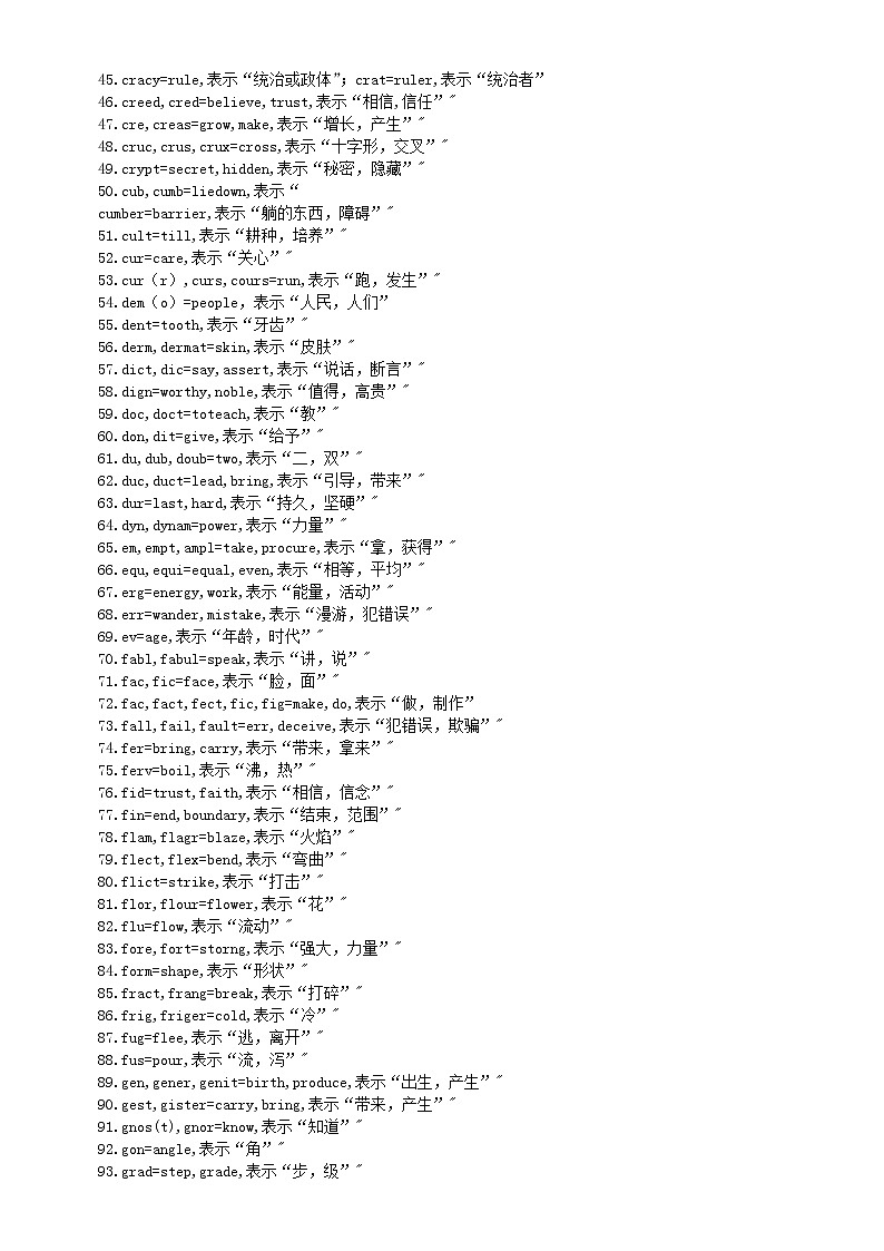 高中英语高考常用词根(共333个)第2页