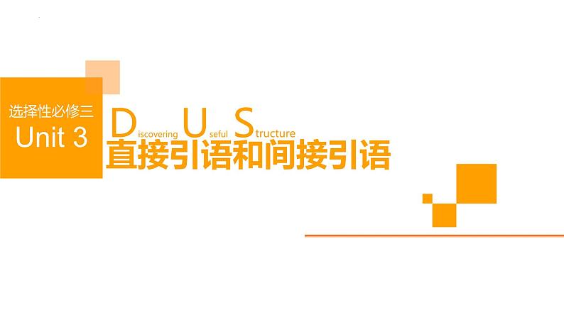Unit 3 Discovering Useful Structures语法直接引语间接引语课件-2022-2023学年高中英语人教版(2019)选择性必修第三册第1页