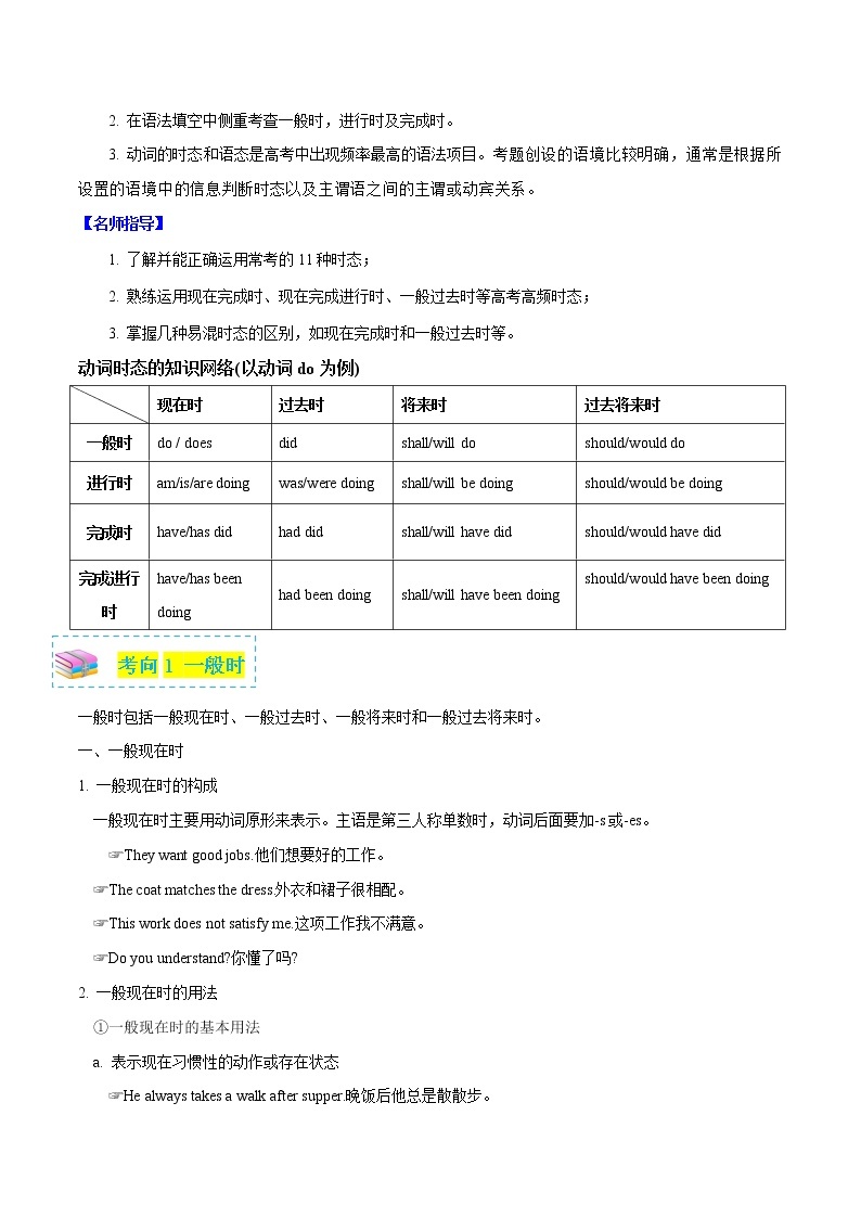 高中英语高考解密06 动词的时态和语态（学生版）——2021年高考英语高频考点解密 试卷02