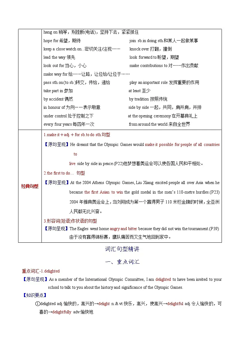 高中英语高考M4 Unit 2 Sports events(讲)-2022年高考英语一轮复习讲练测(新高考•江苏)(原卷)第3页