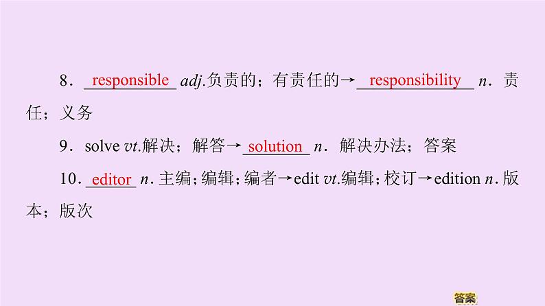 高中英语高考Unit 1 Teenage life Language Points 课件练习题第7页