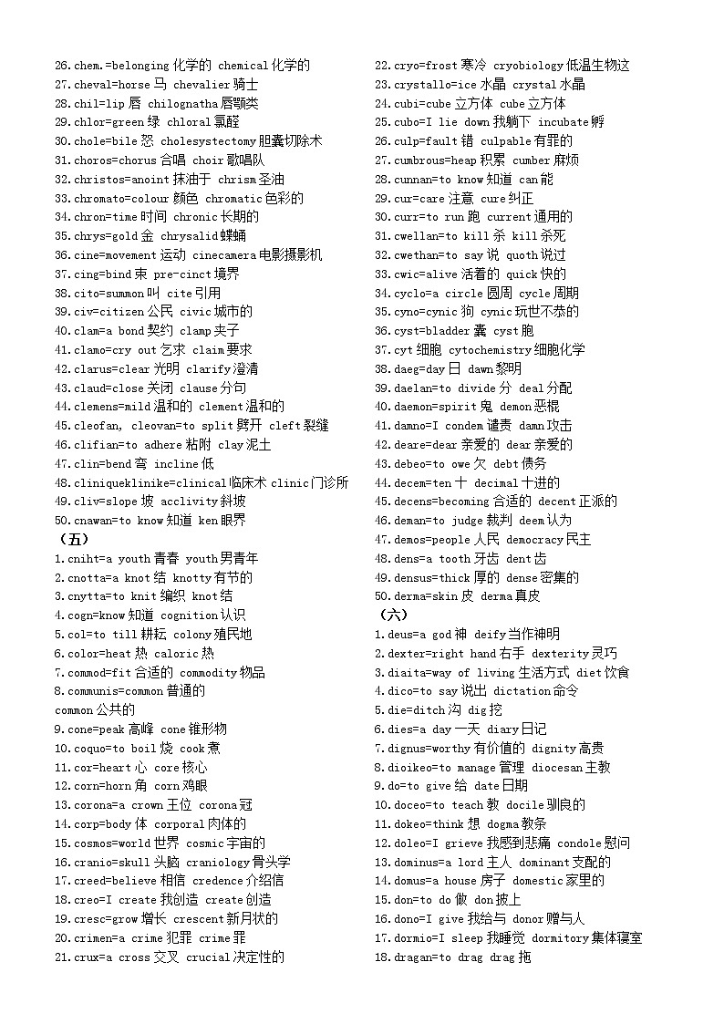 高中英语高考常用词根汇总(共十三组650个)第3页