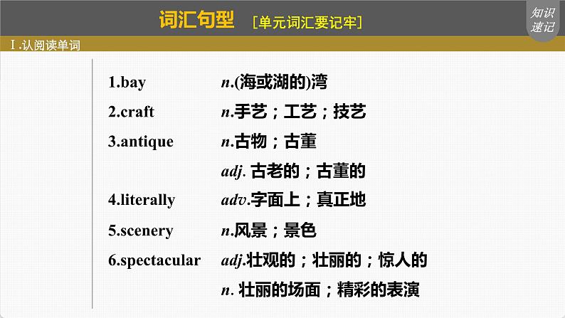 高考英语一轮复习课件 第1部分 教材知识解读 选择性必修第2册 Unit 4 Journey Across a Vast Land06