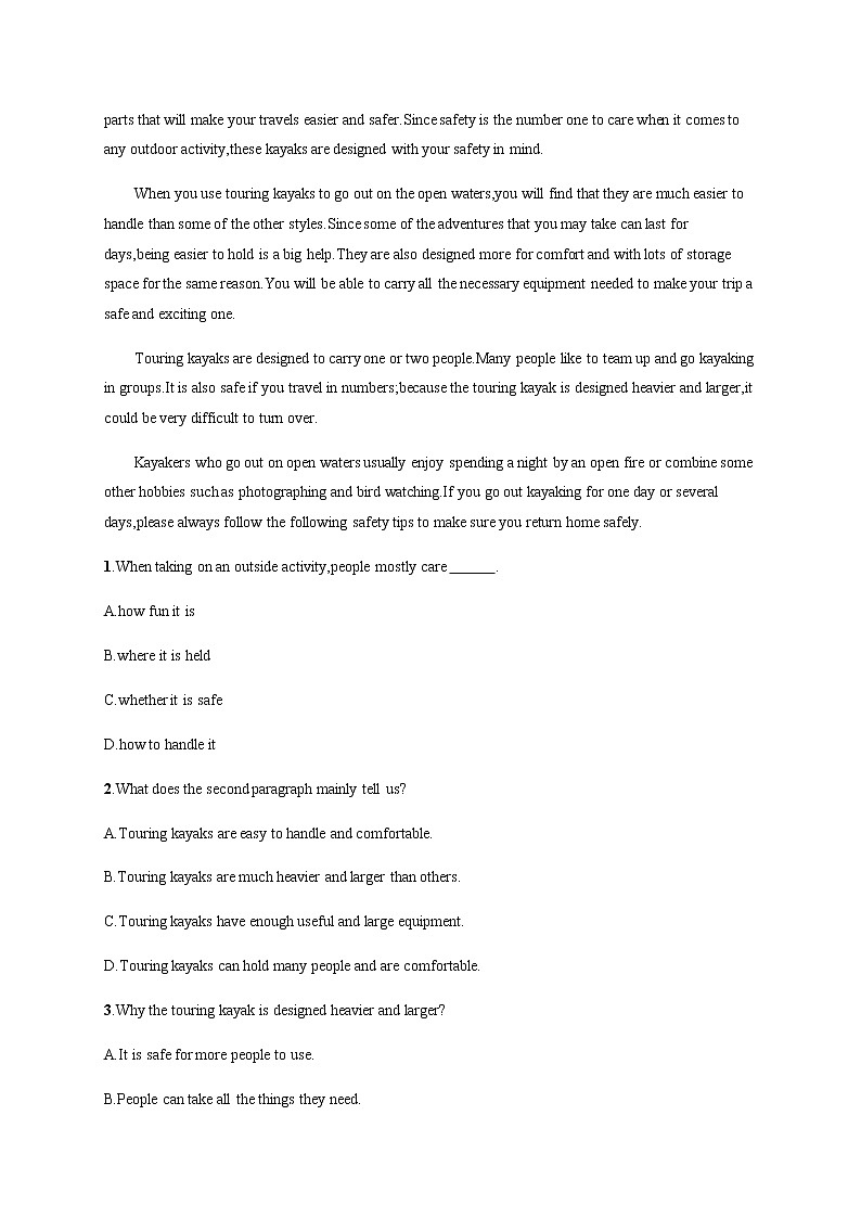 人教版高中英语必修第一册UNIT 4 Section C Reading for Writing & Assessing Your Progress习题含答案第3页