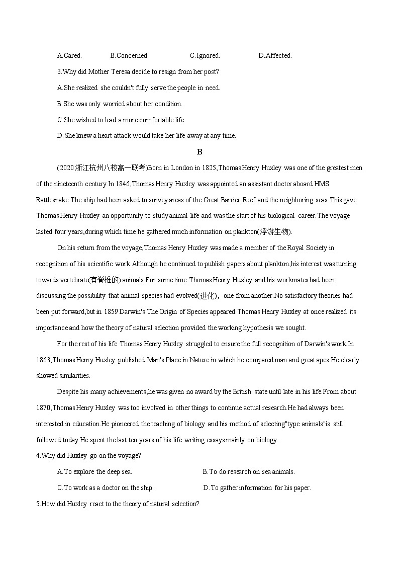 Unit 1 People of Achievement B卷·能力提升练 -【单元测试】2022-2023学年高二英语分层训练AB卷(人教版2019选择性必修第一册)02