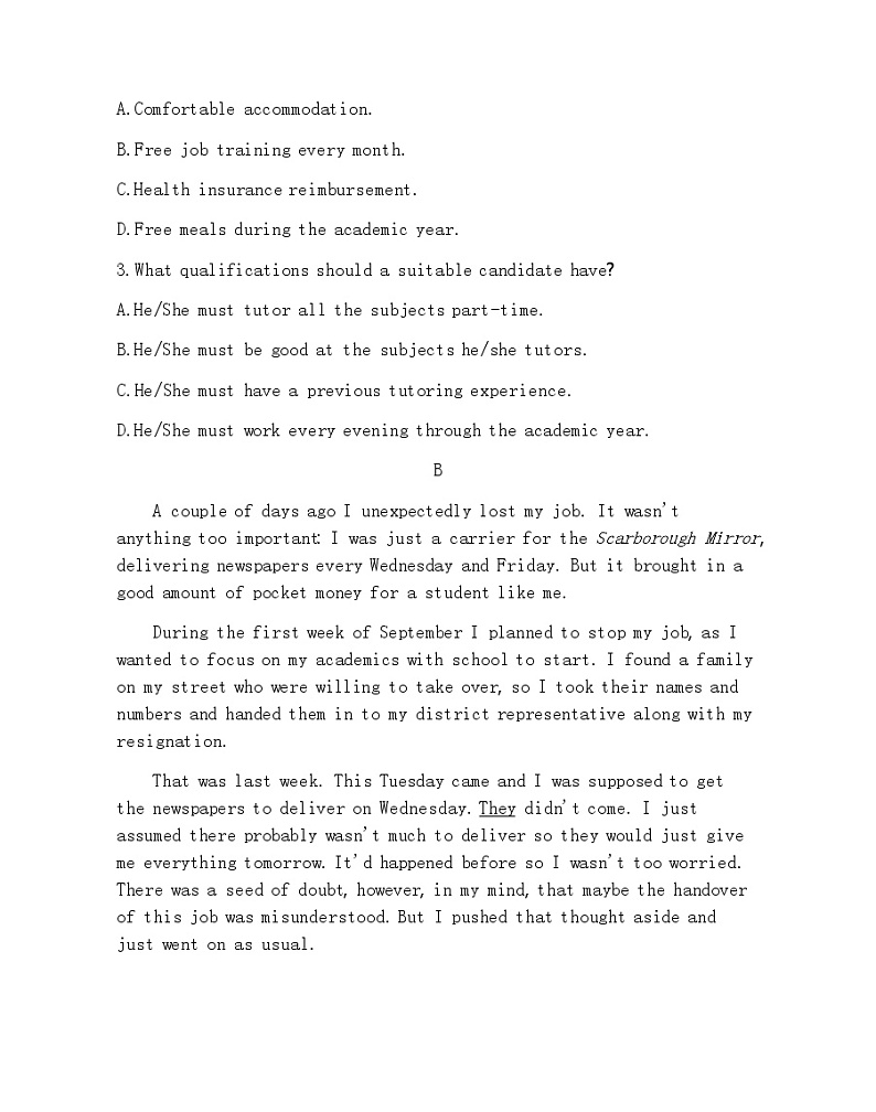 人教版(2019)选择性必修第四册 Unit 5 Launching Your Care 单元练习(含答案)03