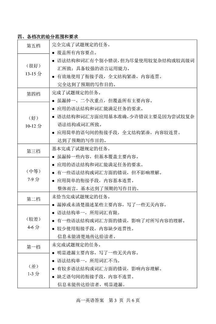 高一英语答案第3页