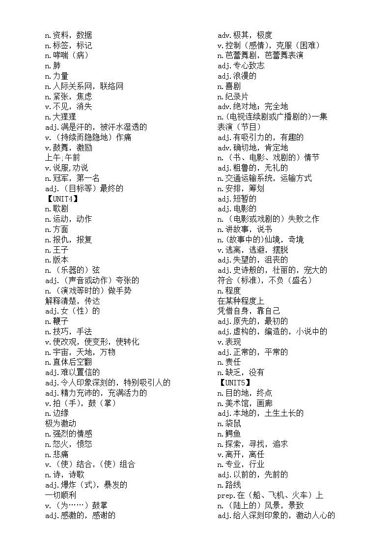高中英语新外研版必修二全册单词汇总(中文+英文)(分单元编排)第3页