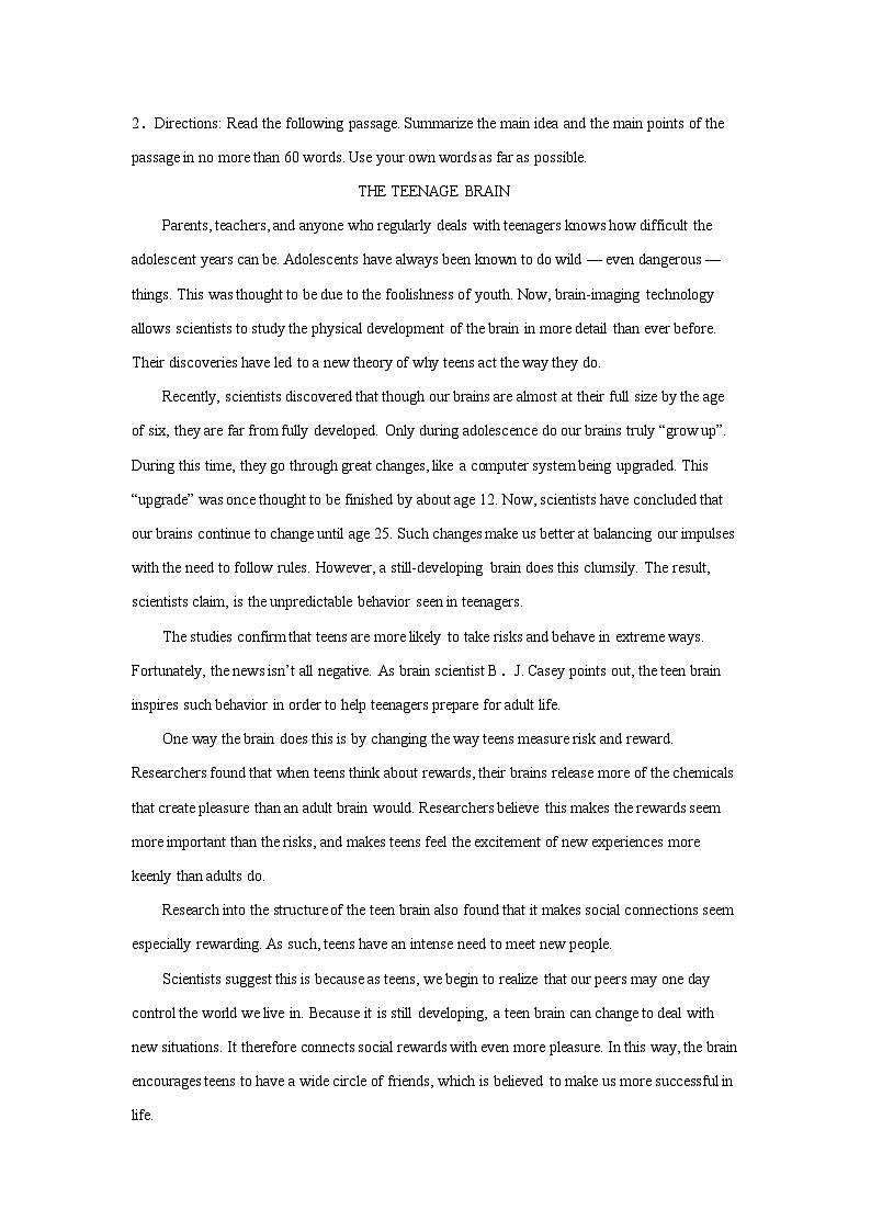 上海高考英语概要写作专项训练02