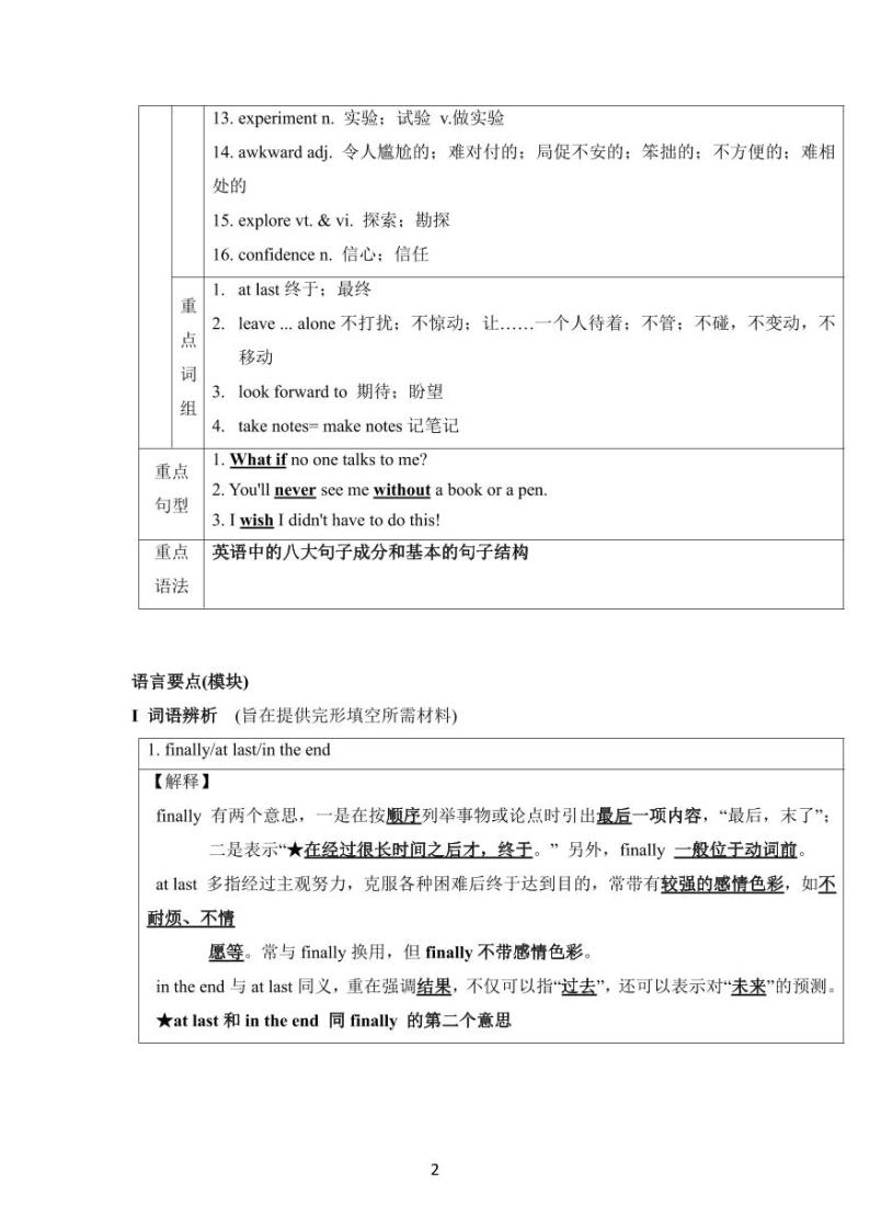 Welcome+unit+重点知识讲解学案+-2021-2022学年高中英语人教版必修第一册02