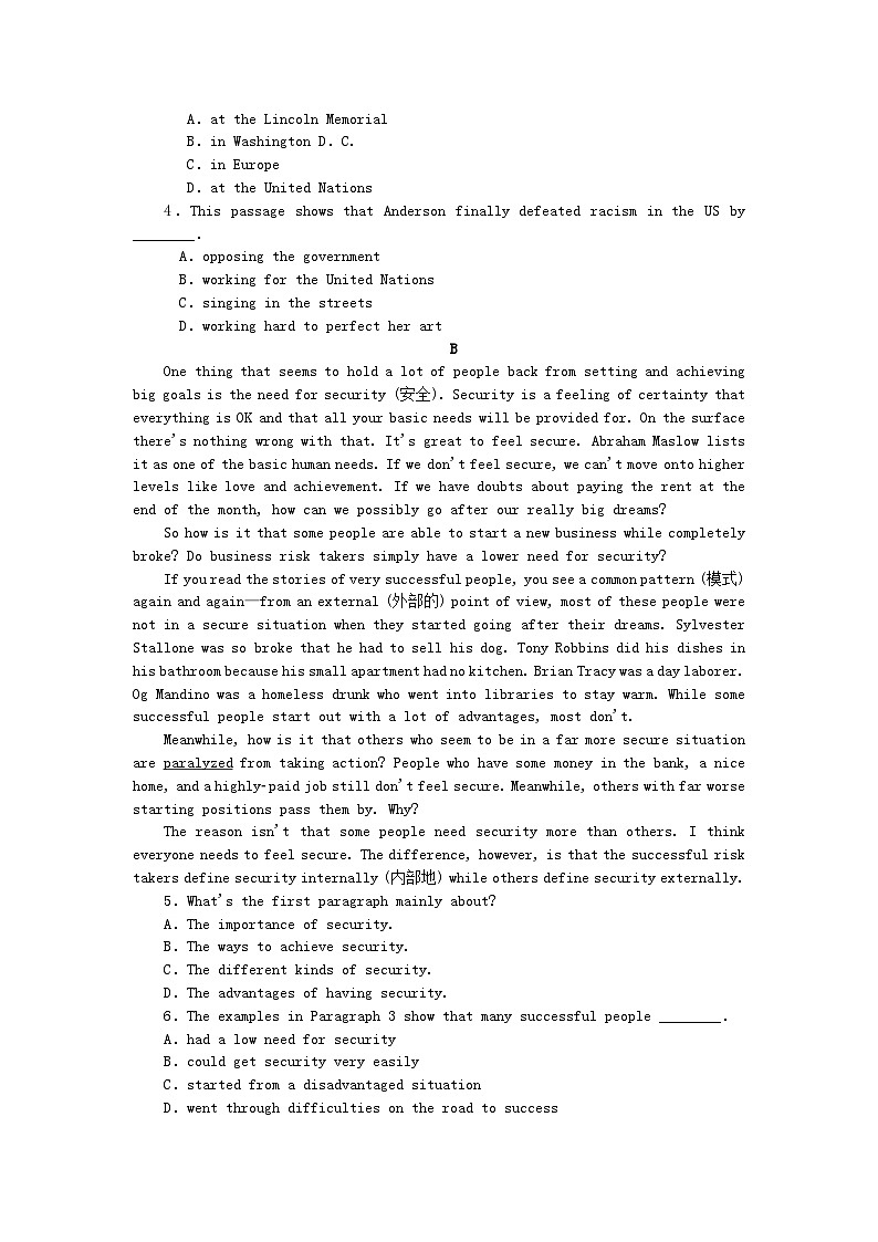 新教材2023版高中英语课时作业五Unit7ArtPartⅤLesson3AMusicalGenius北师大版必修第三册第2页