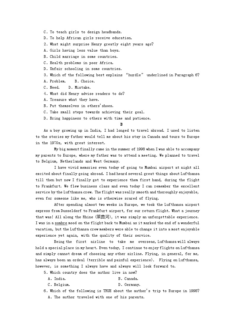 新教材2023版高中英语课时作业十Unit8GreenLivingPartⅣLesson2GreeningtheDesert北师大版必修第三册02