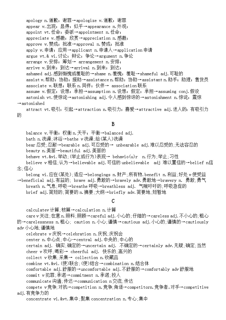 高中英语高考常考词性转换和派生词汇总(按字母顺序编排)第3页