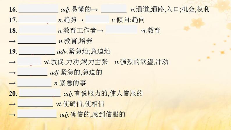 适用于新教材2024版高考英语一轮总复习背诵默写本Unit3Timeschange课件外研版选择性必修第二册第8页