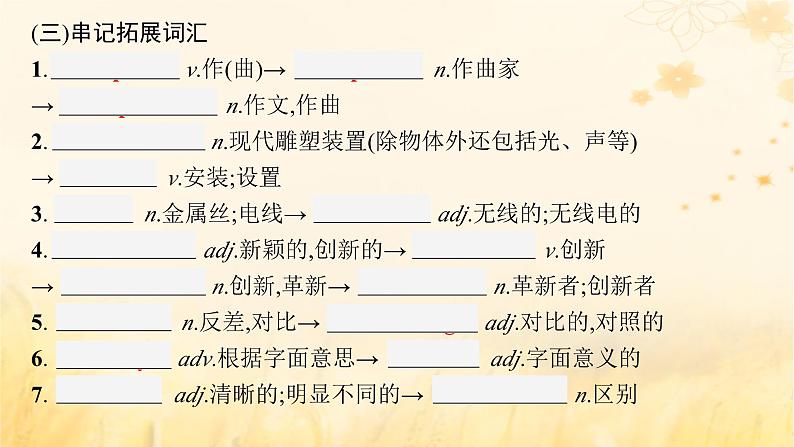 适用于新教材2024版高考英语一轮总复习背诵默写本Unit4Meetingthemuse课件外研版选择性必修第一册05