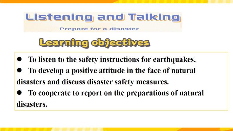 高中英语人教版(2019)必修一大单元Unit 4 Natural Disasters Listening and Talking课件02