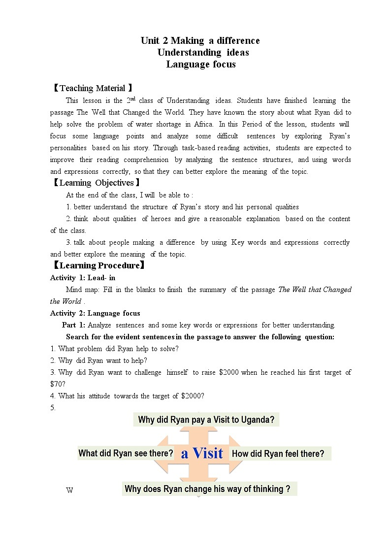 2022-2023学年高一英语必修三Unit2 Making a difference Language Focus教学设计(外研版2019)01
