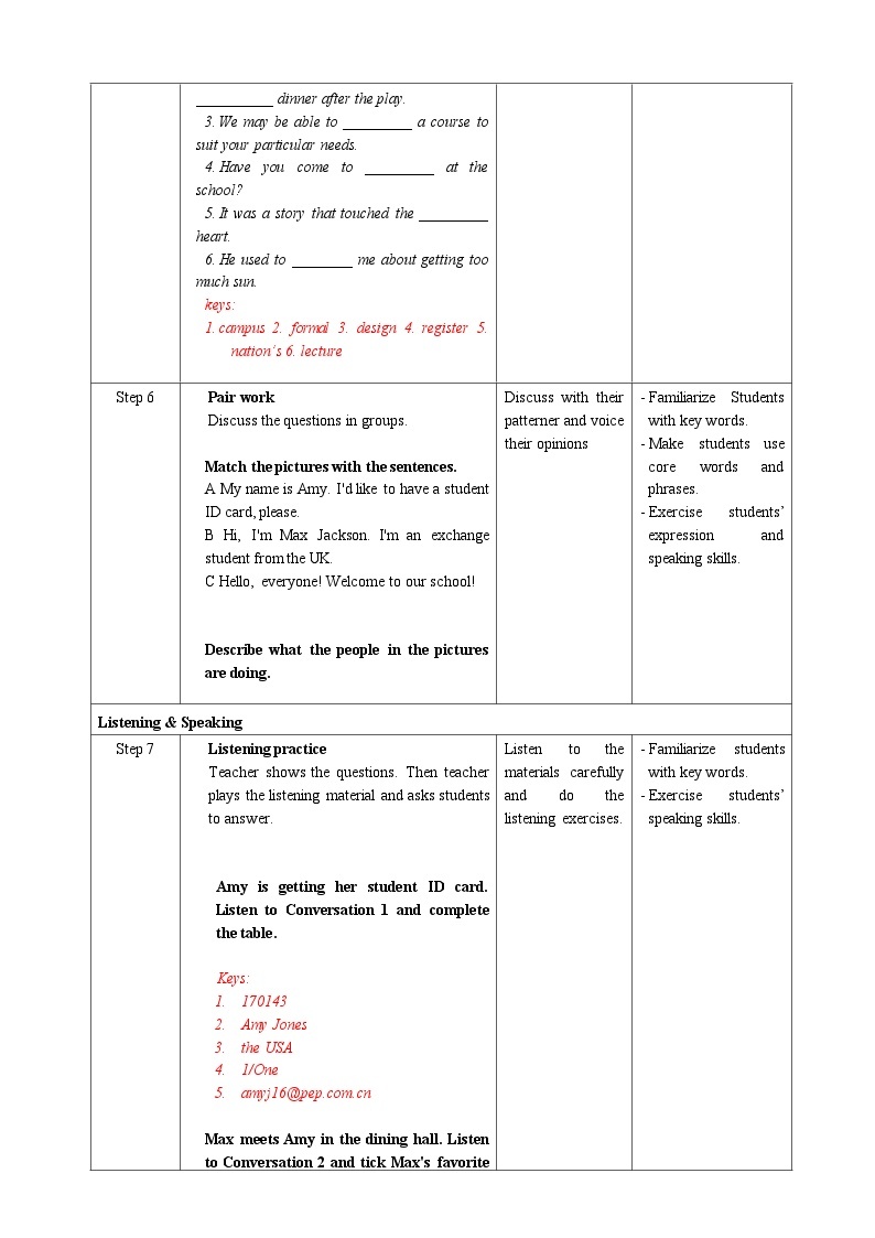 人教版英语必修一《 Welcome Unit Period 1 Listening and Speaking》课件+教案03