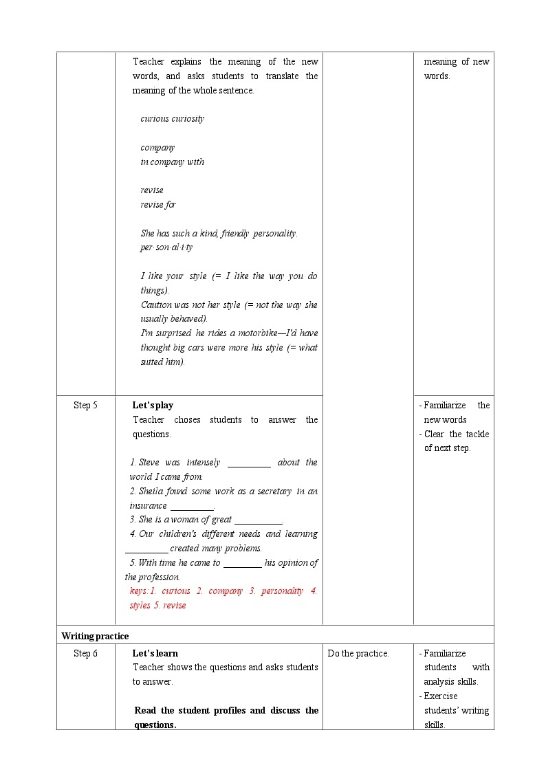 人教版英语必修一《Welcome Unit Period 4 Reading for Writing》课件+教案02