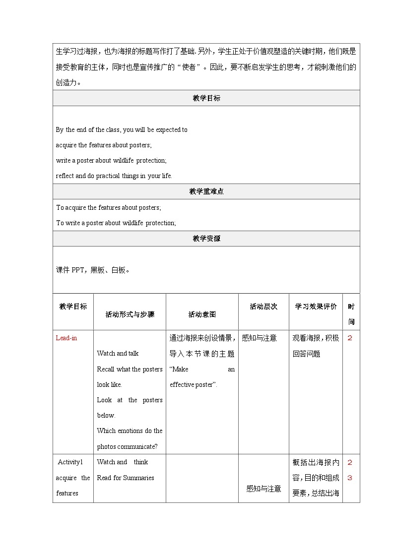 【大单元】2.4 Unit 2 Wildlife Protection-reading for writing 课件+教案02